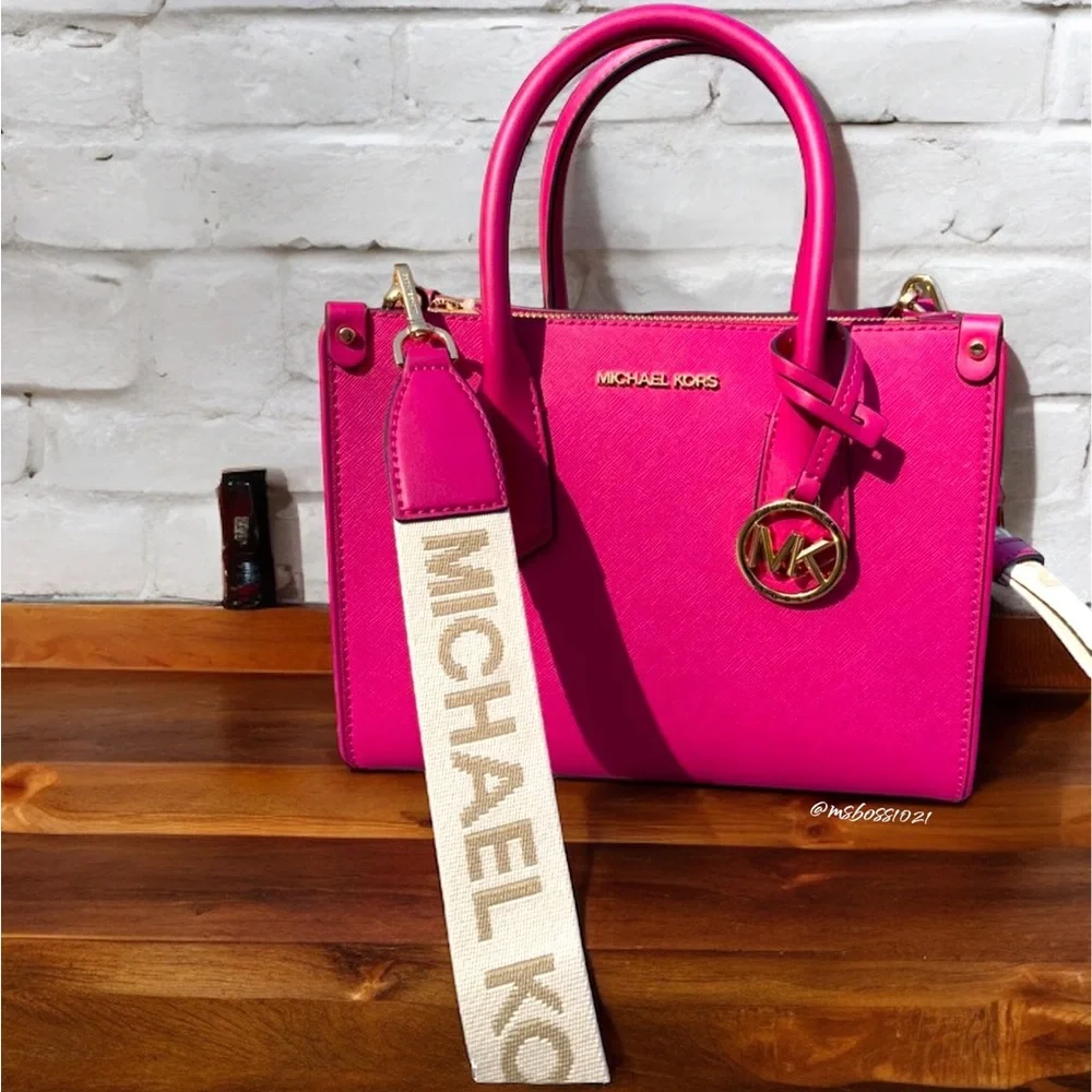 Michael Kors Maple Small Satchel in Deep Fuchsia NWT - Picture 4 of 13